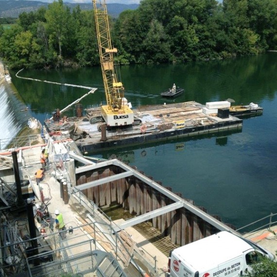 BUESA réfection de la prise d'eau du barrage de la meuse à Gignac 2014